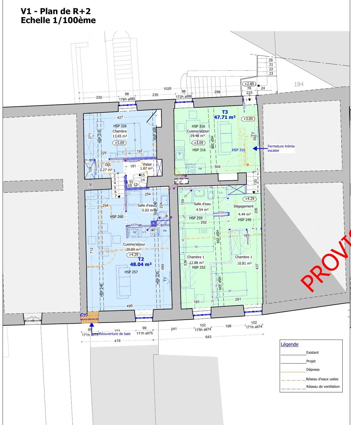 Plan — T3 de 48 m² dans le cloître Saint-Benoît