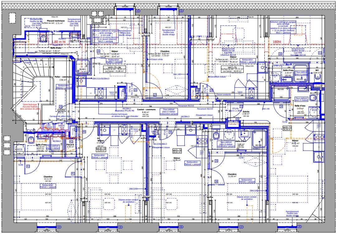 Plan du 3ᵉ étage, 25 rue de Paris